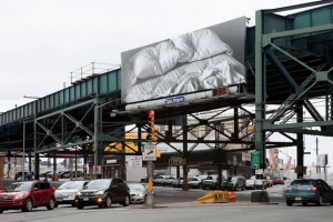 Billboard with image created by artist